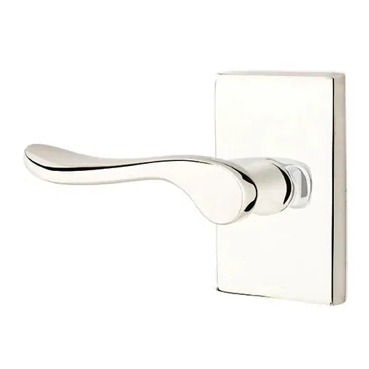 Emtek Luzern Door Lever with Modern Rectangular Rose by Emtek