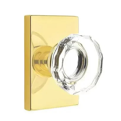 Emtek Lowell Door Knob with Modern Rectangular Rose by Emtek