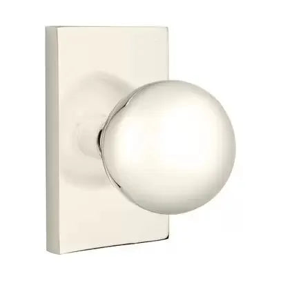 Emtek Orb Door Knob and Modern Rectangular Rose by Emtek