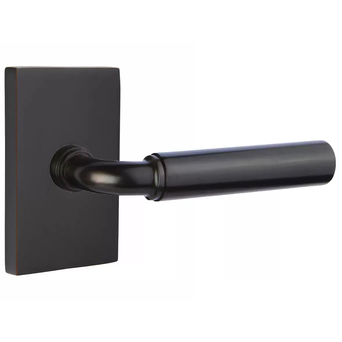 Emtek Smooth Lever with R-Bar Stem and Modern Rectangular Rose by Emtek