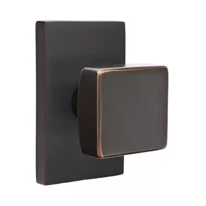 Emtek Square Door Knob with Modern Rectangular Rose by Emtek