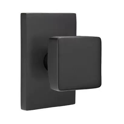 Emtek Square Door Knob with Modern Rectangular Rose by Emtek