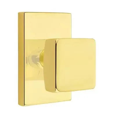 Emtek Square Door Knob with Modern Rectangular Rose by Emtek