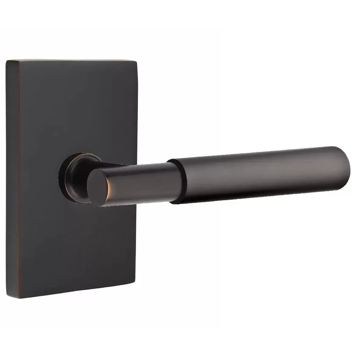 Emtek Smooth Lever with T-Bar Stem and Modern Rectangular Rose by Emtek