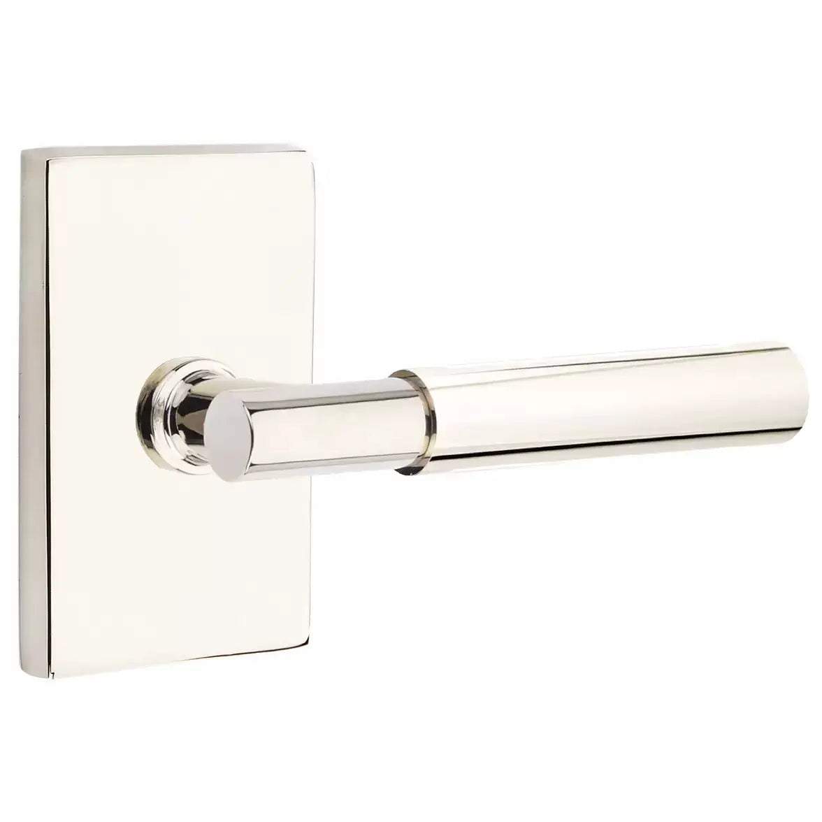 Emtek Smooth Lever with T-Bar Stem and Modern Rectangular Rose by Emtek