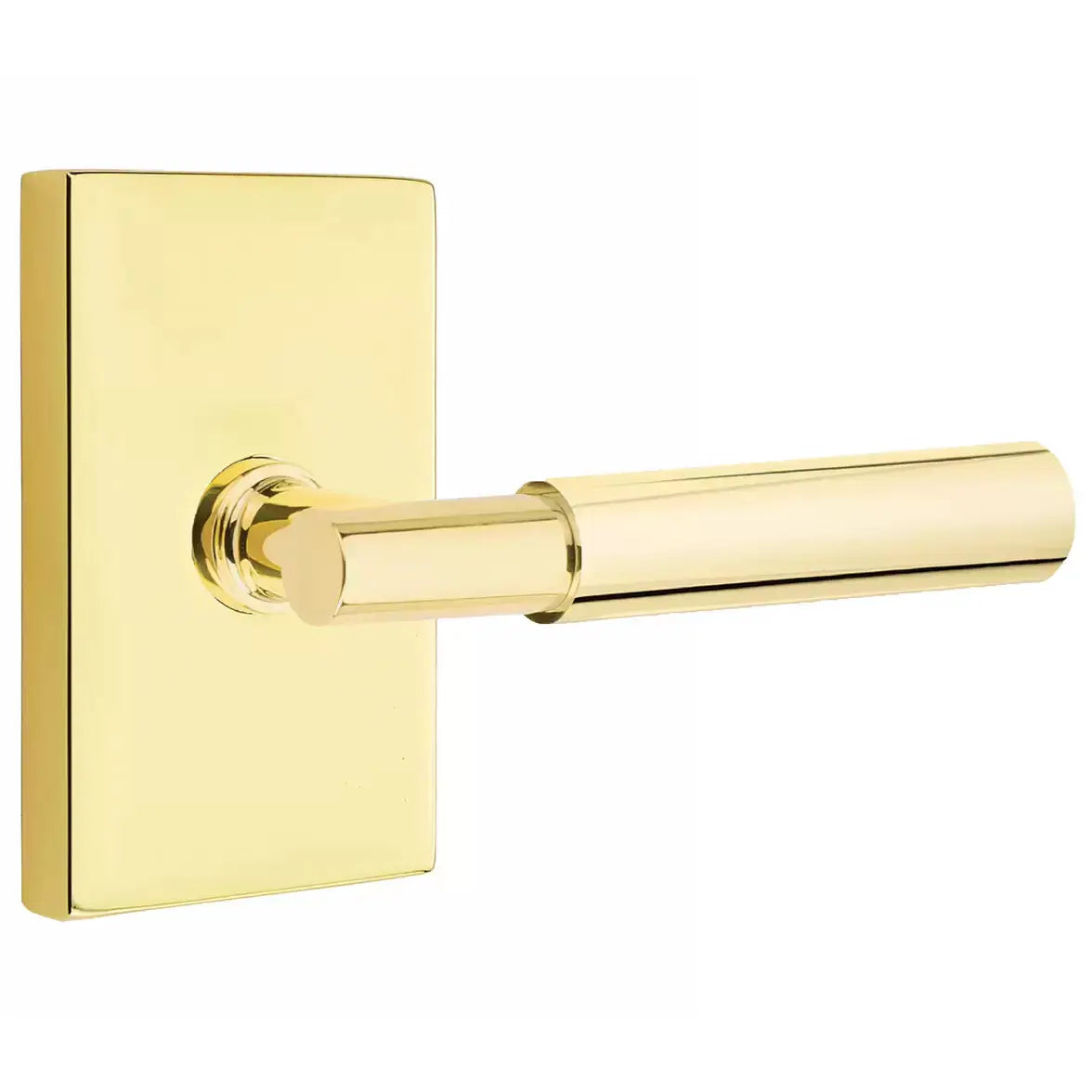 Emtek Smooth Lever with T-Bar Stem and Modern Rectangular Rose by Emtek