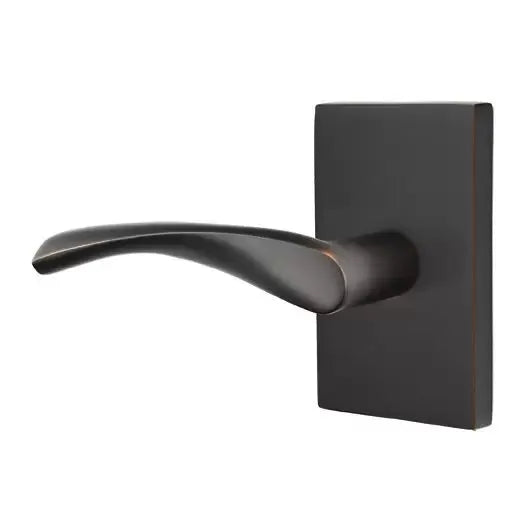 Emtek Triton Door Lever with Modern Rectangular Rose by Emtek