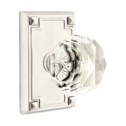 Emtek Diamond Door Knob with Arts and Crafts Rectangular Rose by Emtek