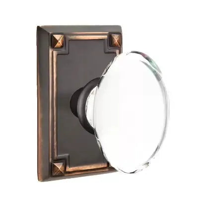 Emtek Hampton Door Knob with Arts and Crafts Rectangular Rose by Emtek