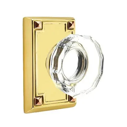 Emtek Lowell Door Knob with Arts and Crafts Rectangular Rose by Emtek