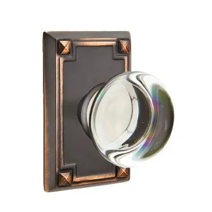 Emtek Providence Door Knob with Arts and Crafts Rectangular Rose by Emtek