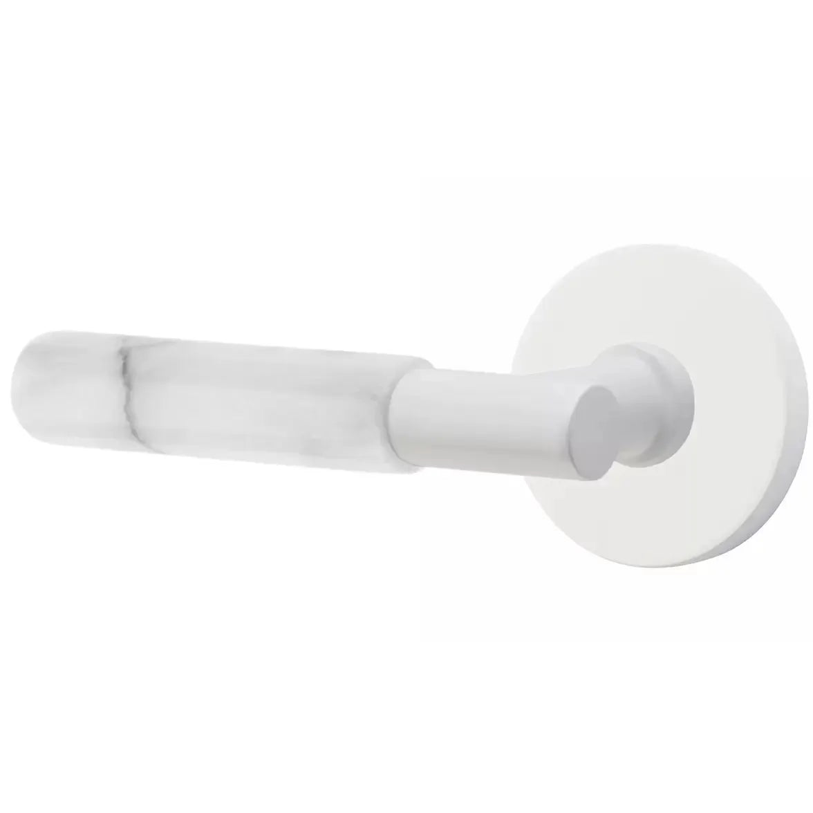 Emtek White Marble Lever with T-Bar Stem and Disk Rose