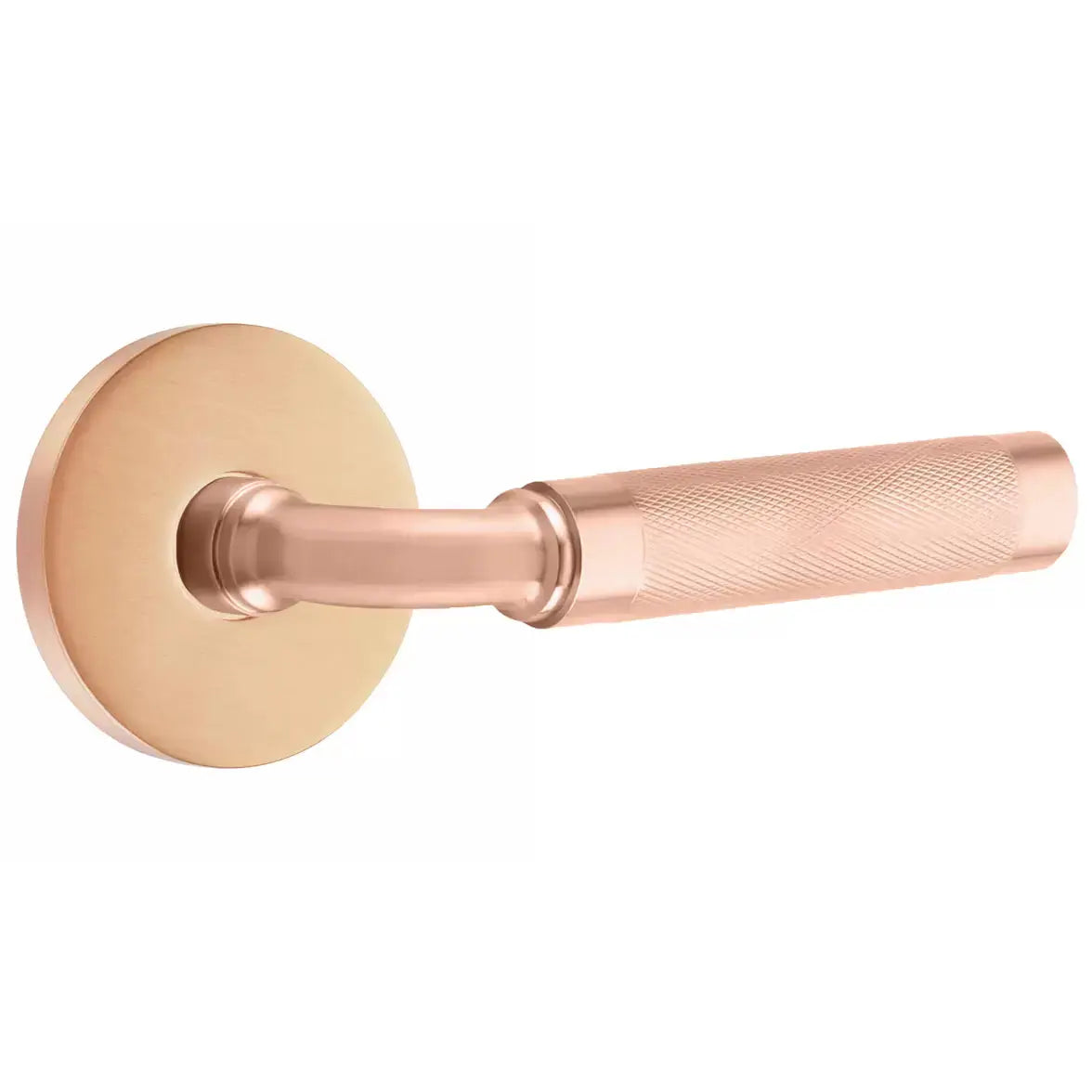 Emtek Knurled Lever with R-Bar Stem and Disk Rose by Emtek