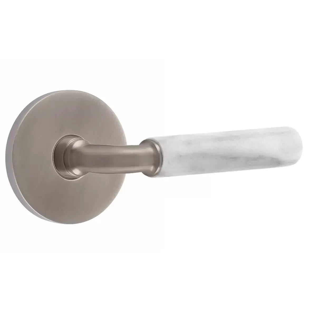 Emtek White Marble Lever with R-Bar Stem and Disk Rose by Emtek