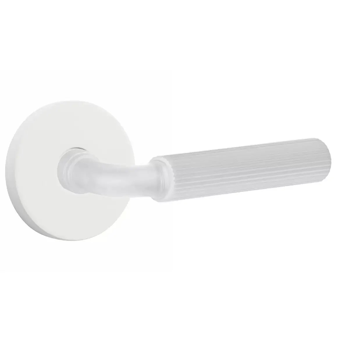 Emtek Straight Knurled Lever with R-Bar Stem and Disk Rose by Emtek