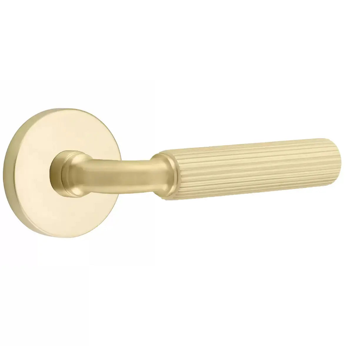 Emtek Straight Knurled Lever with R-Bar Stem and Disk Rose by Emtek