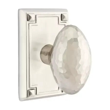 Emtek Hammered Egg Door Knob with Arts and Crafts Rectangular Rose by Emtek