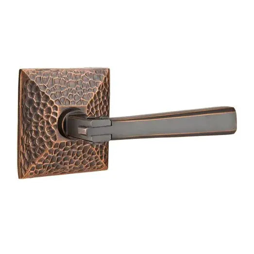 Emtek Arts and Crafts Door Lever with Hammered Rose by Emtek