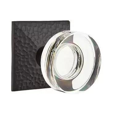 Emtek Modern Disc Glass Door Knob with Hammered Rose by Emtek