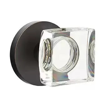 Emtek Modern Square Glass Door Knob with Disk Rose by Emtek