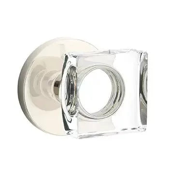 Emtek Modern Square Glass Door Knob with Disk Rose by Emtek