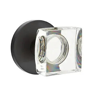 Emtek Modern Square Glass Door Knob with Disk Rose by Emtek