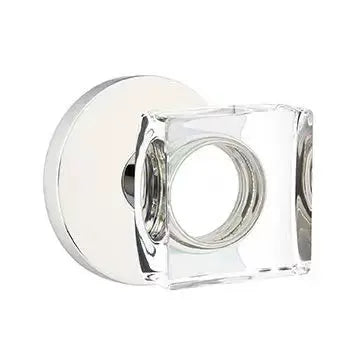 Emtek Modern Square Glass Door Knob with Disk Rose by Emtek