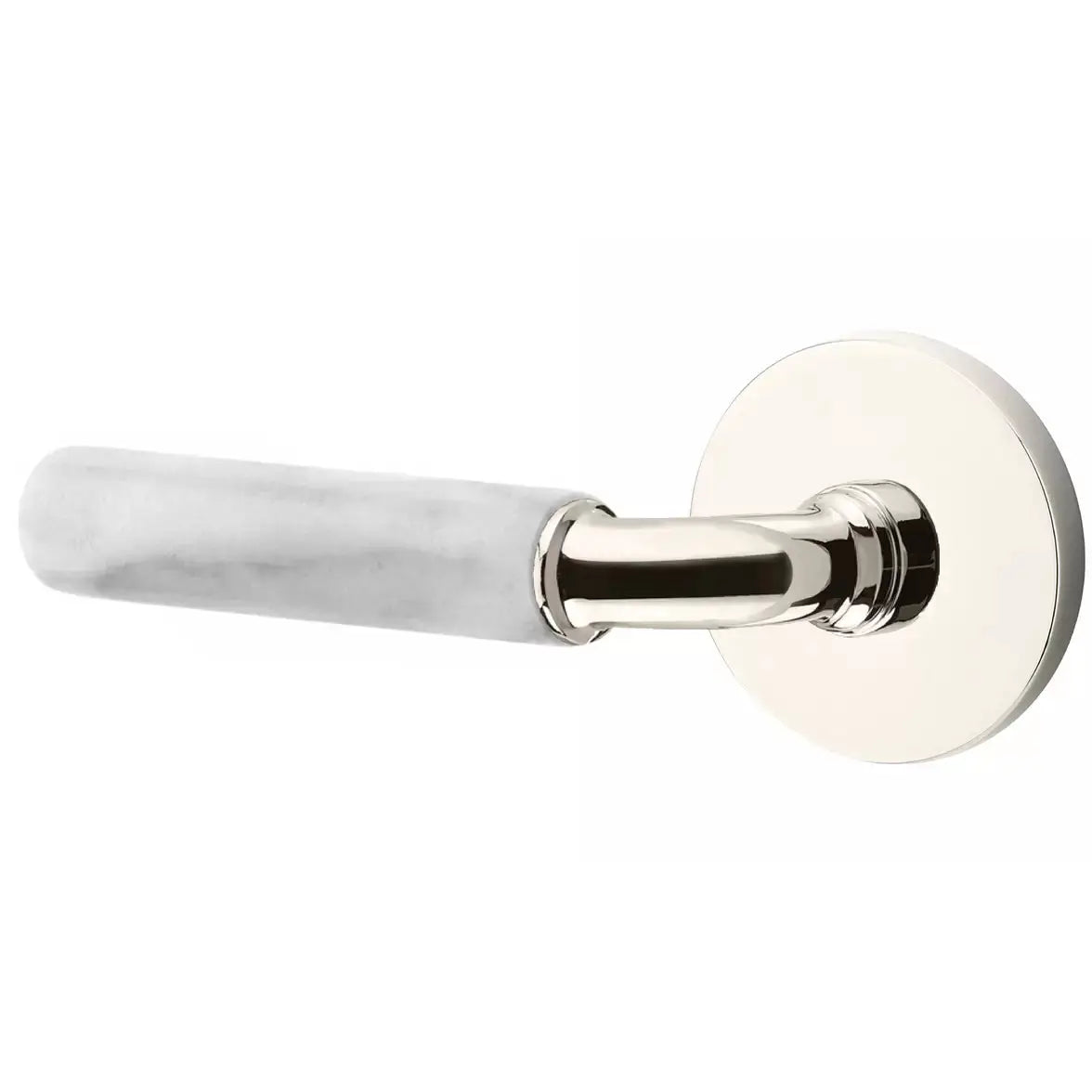 Emtek White Marble Lever with R-Bar Stem and Disk Rose by Emtek