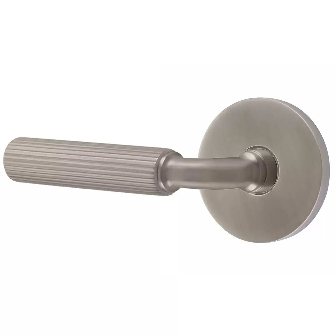 Emtek Straight Knurled Lever with R-Bar Stem and Disk Rose by Emtek
