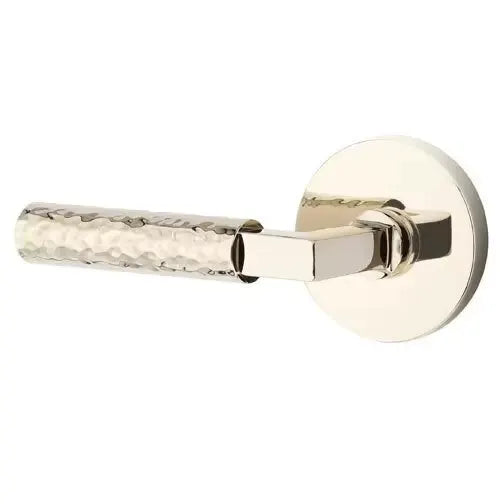 Emtek Hammered Lever with L-Square Stem and Disc Rose by Emtek
