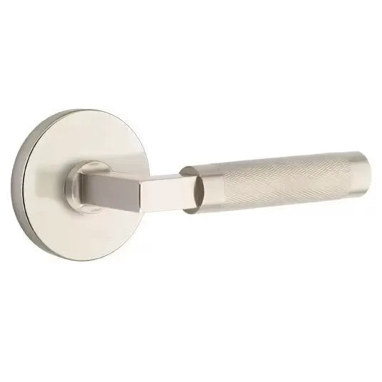 Emtek Knurled Lever with L-Square Stem and Disc Rose by Emtek