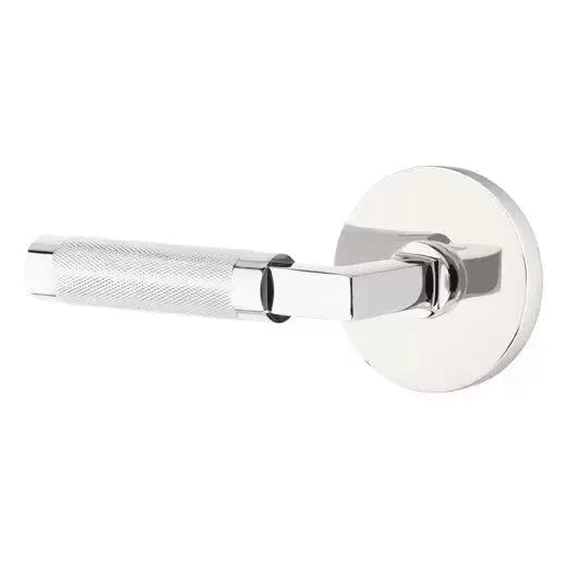 Emtek Knurled Lever with L-Square Stem and Disc Rose by Emtek