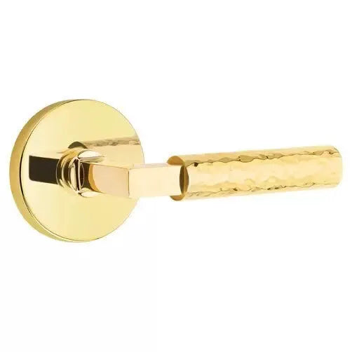 Emtek Hammered Lever with L-Square Stem and Disc Rose by Emtek