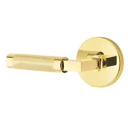 Emtek Knurled Lever with L-Square Stem and Disc Rose by Emtek