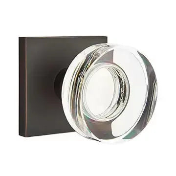 Emtek Modern Disc Glass Door Knob with Square Rose by Emtek