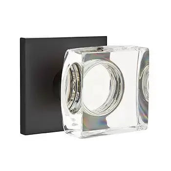 Emtek Modern Square Glass Door Knob with Square Rose by Emtek