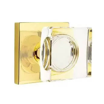 Emtek Modern Square Glass Door Knob with Square Rose by Emtek