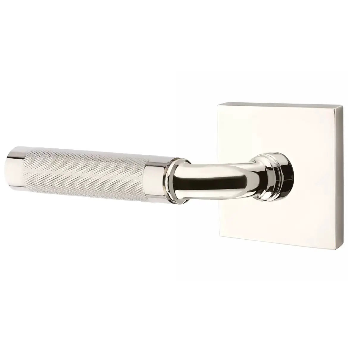 Emtek Knurled Lever with R-Bar Stem and Square Rose by Emtek