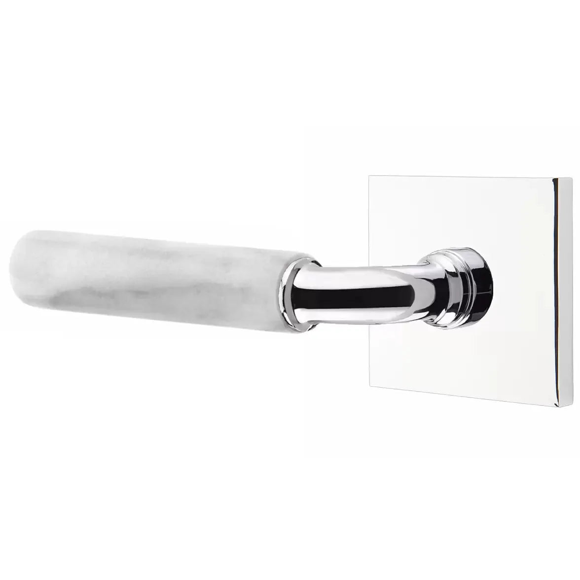 Emtek White Marble Lever with R-Bar Stem and Square Rose by Emtek