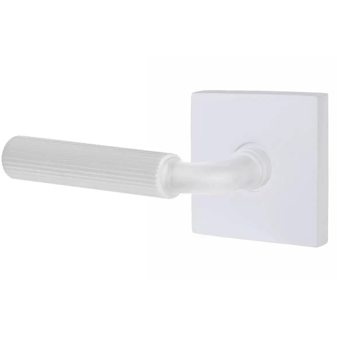 Emtek Straight Knurled Lever with R-Bar Stem and Square Rose by Emtek