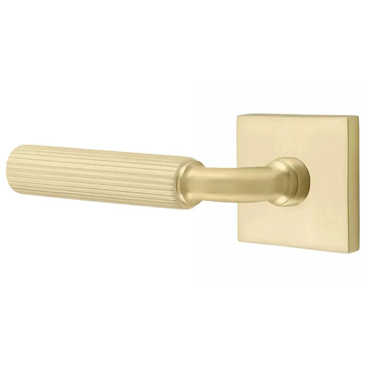 Emtek Straight Knurled Lever with R-Bar Stem and Square Rose by Emtek