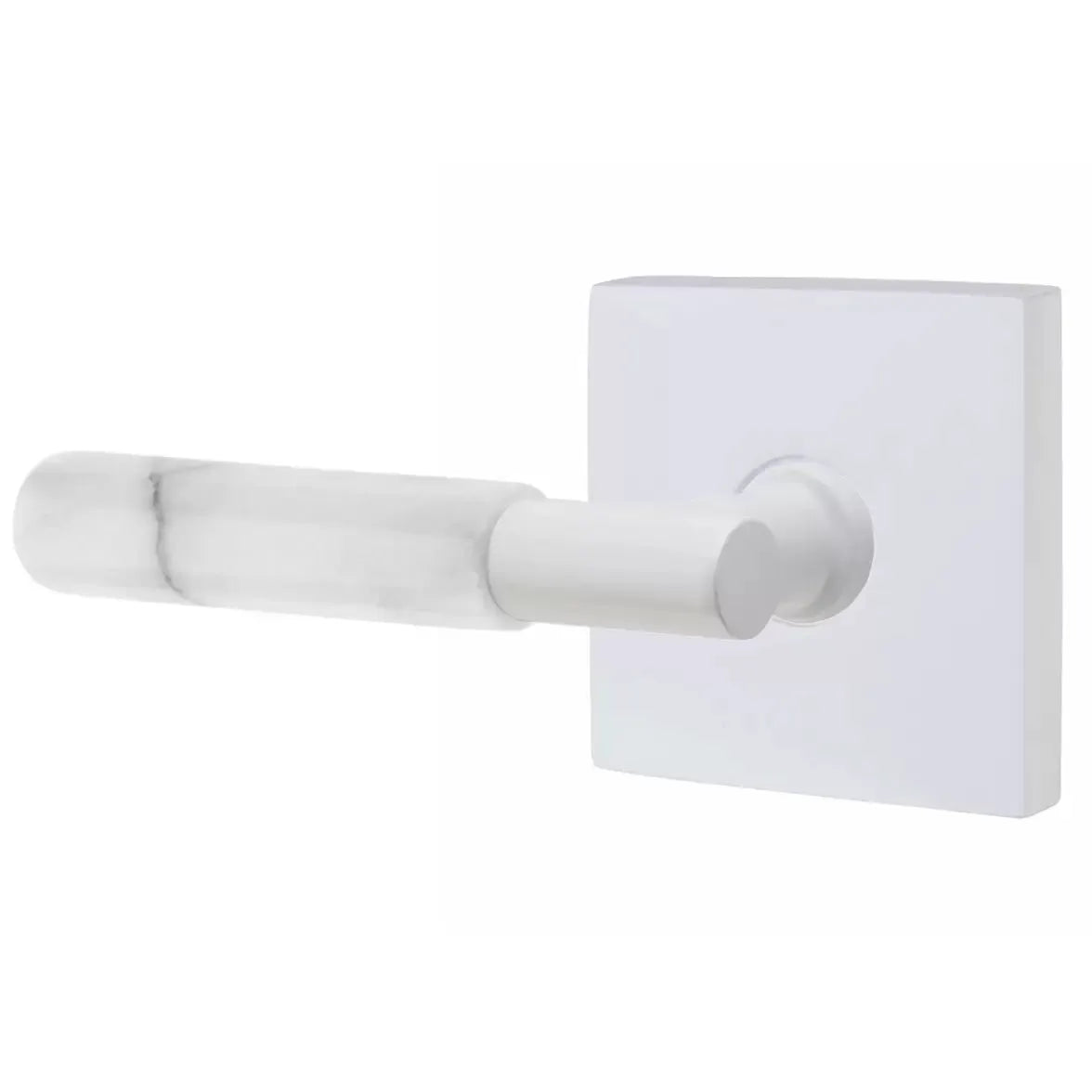Emtek White Marble Lever with T-Bar Stem and Square Rose by Emtek