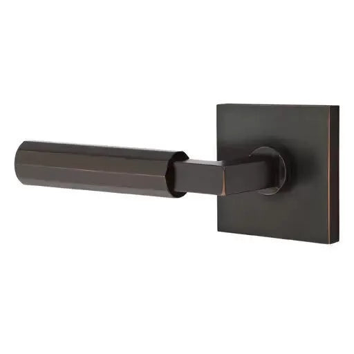 Emtek Faceted Lever with L-Square Stem and Square Rose by Emtek