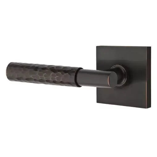 Emtek Hammered Lever with T-Bar Stem and Square Rose by Emtek