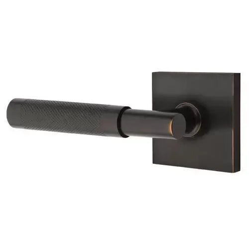 Emtek Knurled Lever with T-Bar Stem and Square Rose by Emtek