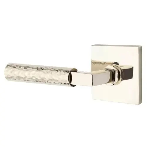 Emtek Hammered Lever with L-Square Stem and Square Rose by Emtek