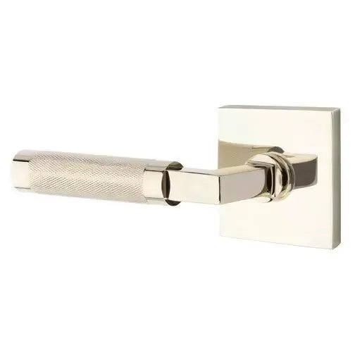 Emtek Knurled Lever with L-Square Stem and Square Rose by Emtek