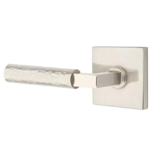 Emtek Hammered Lever with L-Square Stem and Square Rose by Emtek