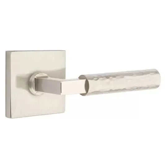 Emtek Hammered Lever with L-Square Stem and Square Rose by Emtek