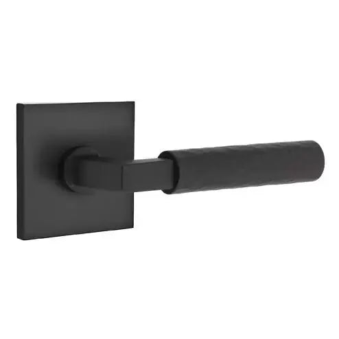 Emtek Hammered Lever with L-Square Stem and Square Rose by Emtek